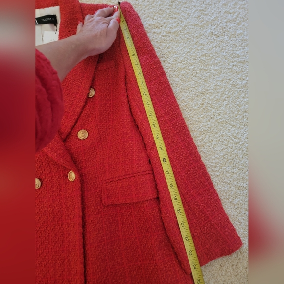 NWT Zara Red Tweed Blazer, size Large - Picture 9 of 9